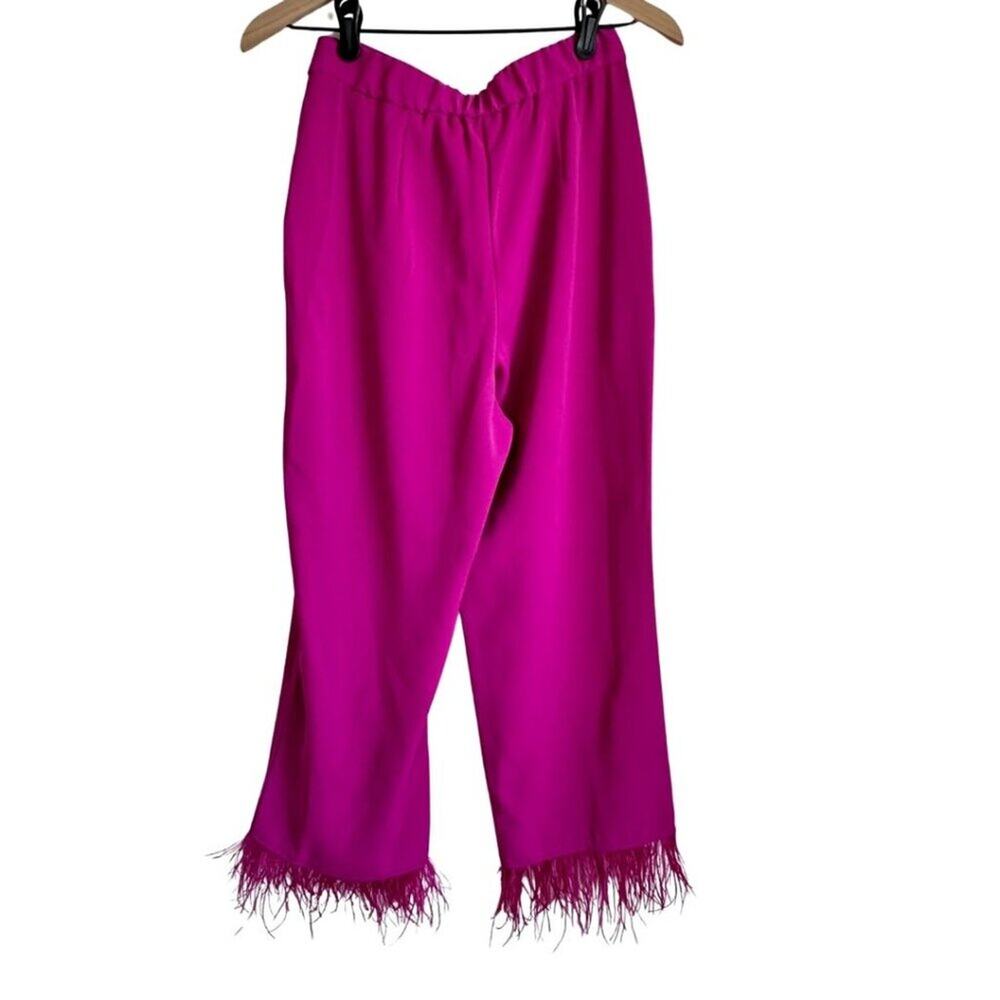 WAYF Pants with Feathers at Leg Hem Fuchsia XS - Picture 7 of 9
